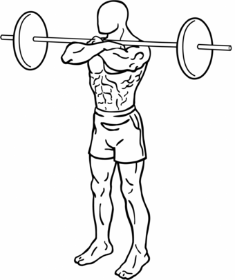 Starting position of a front squat using a cross-armed grip