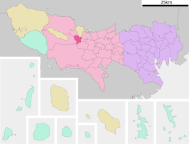 Situering van Fussa in de prefectuur Tokio