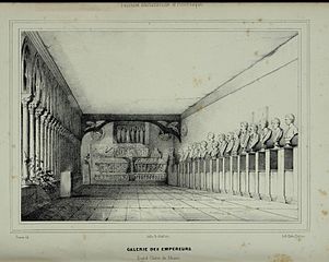 La galerie des Empereurs dans le cloître du musée des Augustins vers 1842