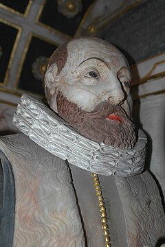 Alabaster likeness of Thomas Tesdale in the Tesdale monument in Glympton parish church Glympton StMary ThomasTesdale alabaster.JPG