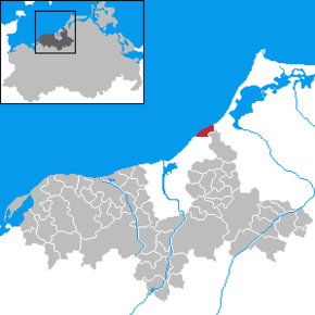 Lage der Gemeinde Graal-Müritz im Landkreis Bad Doberan