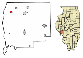 Greene County Illinois Incorporated and Unincorporated areas Hillview Highlighted.svg
