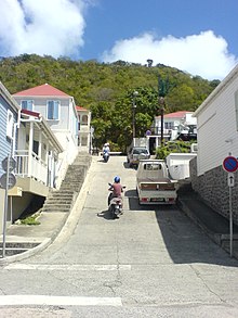 St Barths Gustavia with buildings along main street Rue de la