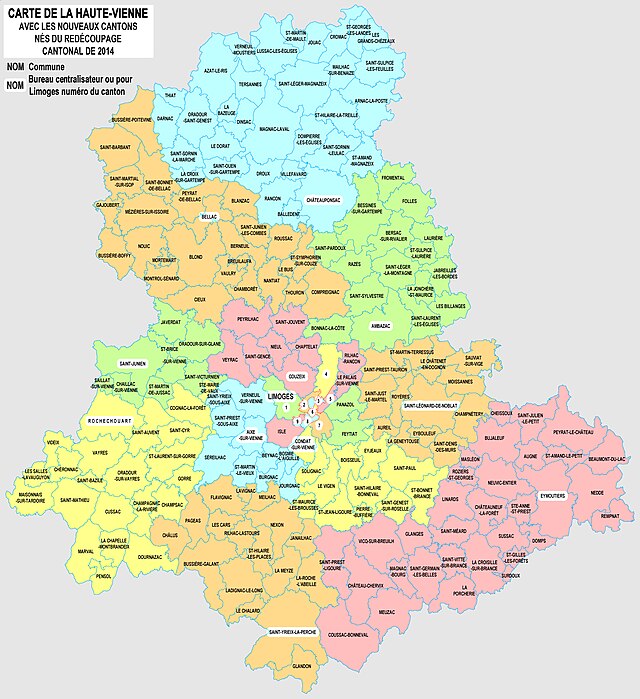 departement haute vienne carte Liste des cantons de la Haute Vienne   Wikiwand