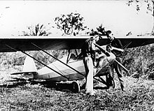 A modified Heath Parasol built and flown in 1934 by Bob Brown and Steve Nielson (right) at Home Hill in North Queensland. Heath Parasol1.jpg