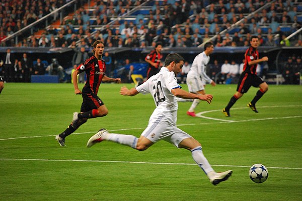 Higuaín during a match in the Champions League group stage against AC Milan in October 2010