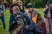 English: Historical reenactment (reconstruction), Scottish mercenaries. Belarusian state museum of folk architecture and life, Minsk district, Belarus Беларуская: Гістарычная рэканструкцыя, шатландскія наёмнікі. Беларускі дзяржаўны музей народнай архітэктуры і побыту, Мінскі раён, Беларусь Русский: Историческая реконструкция, шотландские наёмники. Белорусский государственный музей народной архитектуры и быта, Минский район, Беларусь