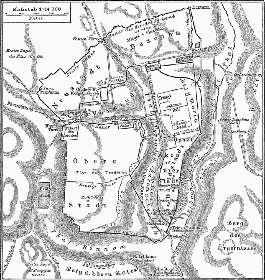 Historische Karte von Jerusalem MK1888