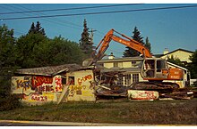 House destroyed by an excavator in Invermere, British Columbia. House destroyed by an excavator 3 - Invermere, British Columbia.jpg