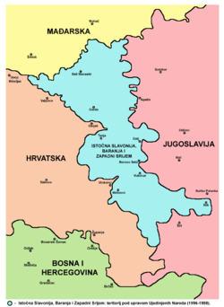 東斯拉沃尼亞、巴蘭尼亞和西斯雷姆塞爾維亞（青色）