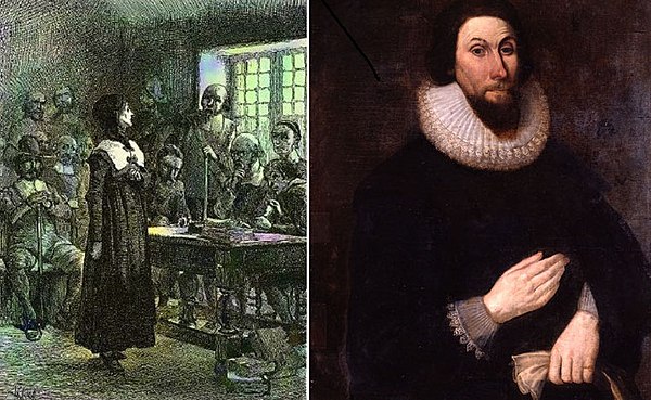 Anne Hutchinson at trial and John Winthrop
