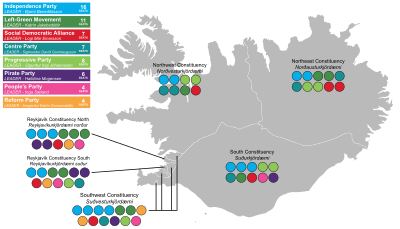 Icelandic general election 2017 - Results by Constituency.svg