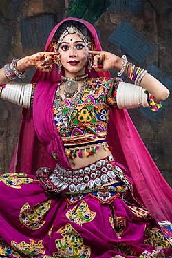 Indian woman performing Rajasthani folk dance