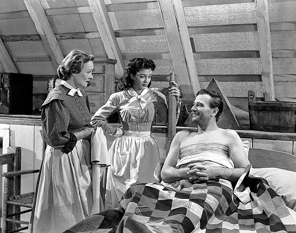 Left to right: Irene Rich, Gail Russell, and John Wayne in Angel and the Badman (1947).