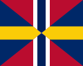 Flaga Unii szwedzko-norweskiej, łącząca elementy flagi Norwegii i flagi Szwecji
