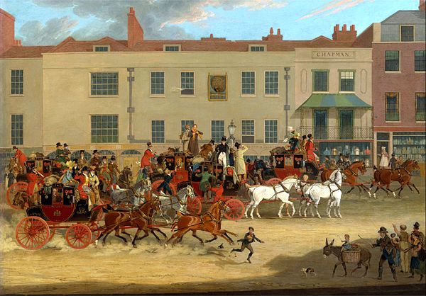 North Country Mails at The Peacock, Islington 1821. James Pollard