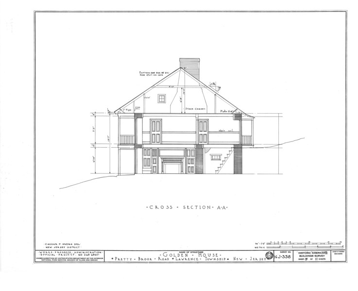 File:John Golden House, Pretty Brook Road, Princeton, Mercer County, NJ HABS NJ,11-PRINT.V,1- (sheet 5 of 11).tif