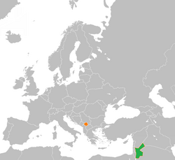 Map indicating locations of Jordania and Kosova