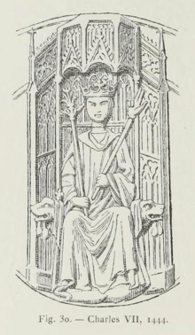 Charles VII of France in a 1444 depiction. Karel VII 1444.png