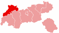 Locatie van het district Reutte