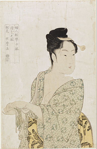 File:Kitagawa Utamaro - Ten physiognomic types of women, Coquettish type - Google Art Project.jpg