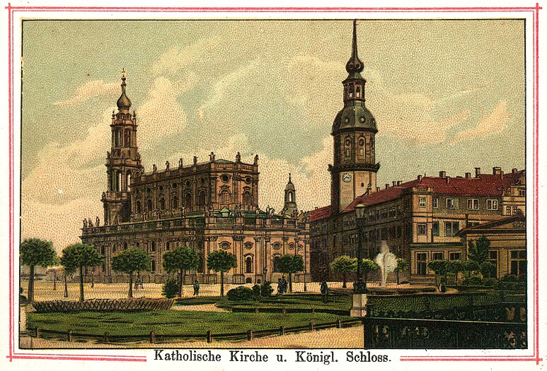 Katholische Kirche u. Königl. Schloss Leporello Bild 10 (farbig) etwa 1887