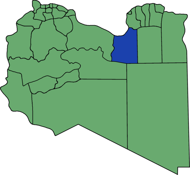 Ajdabiyas plassering markert med blå farge