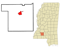 Lincoln County Mississippi Incorporated and Unincorporated areas Brookhaven Highlighted.svg