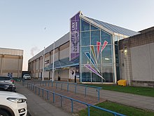 The entrance to Linx Ice Arena