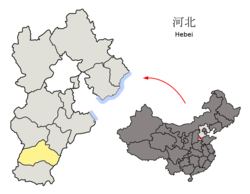 Location of Xingtai City jurisdiction in Hebei