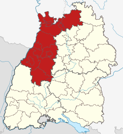 Locatie Regierungsbezirk Karlsruhe in Baden-Württemberg