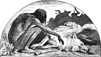 Mowgli mourns Akela: illustration from "Red Dog" by John Lockwood Kipling, father of the author. Lockwood-kipling-red-dog-illustration.jpg