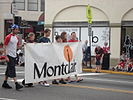 Montclair's banner held by exchange students from Montclair's sister city, Graz, Austria