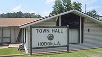 Hodge Town Hall on U.S. Highway 167 MVI 2671 Hodge Town Hall.jpg