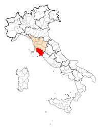 Grosseto ili ilini gösteren İtalya haritası