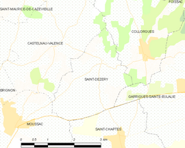 Mapa obce Saint-Dézéry