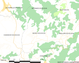 Mapa obce Mussy-sous-Dun