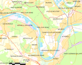 Mapa obce Triel-sur-Seine