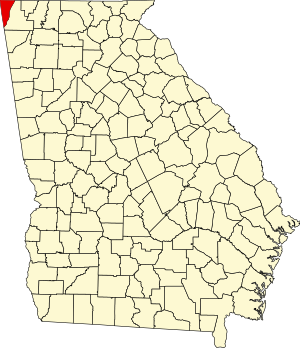 Карта штата Джорджия с выделением округа Дейд 