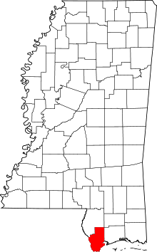 Harta e Hancock County në Mississippi