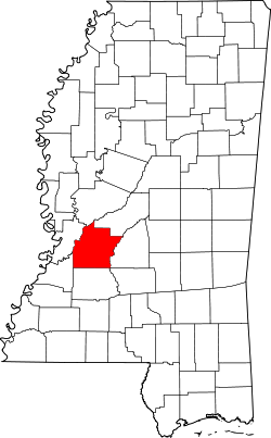 Karte von Hinds County innerhalb von Mississippi