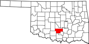 Map of Oklahoma highlighting Garvin County.svg