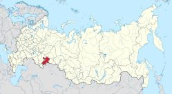 Tjeljabinsk oblasts beliggenhed i Rusland