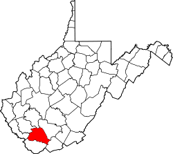 Map of West Virginia highlighting Wyoming County.svg