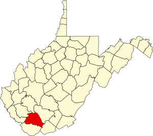 Map of West Virginia highlighting Wyoming County.svg