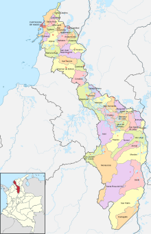 Municipalities of Bolivar. Mapa de Bolivar (politico).svg