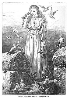 Illustration featuring "Hilda and the doves", 1888 Marble Faun, 1888 - Hilda and the Doves.jpg
