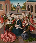 La Virgen con el Niño entre cuatro Santas Vírgenes (las santas Catalina, Cecilia, Bárbara y Úrsula), del Maestro de la Virgo inter Virgines (1495-1500)