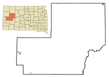 Meade County South Dakota Incorporated ve Unincorporated alanları Faith Highlighted.svg