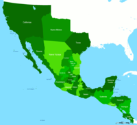 Kort over Mexico i 1821